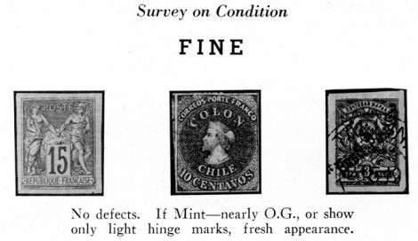Survey on condition of stamps rated as fine.