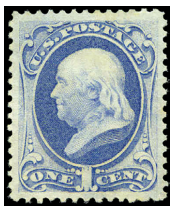 One Cent stamp, Sc. 156 Benjamin Franklin
