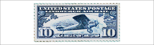 10 cent U.S Lindbergh Air Mail postage stamp