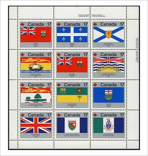 Canadia Flag stamps of provinces