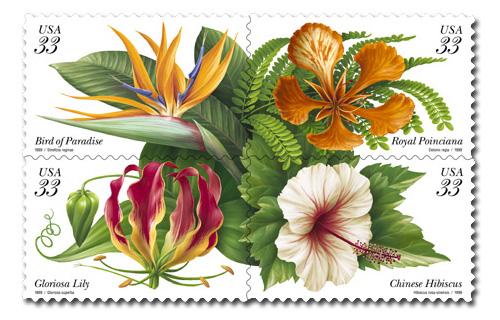 Tropical Flower Stamps - USA