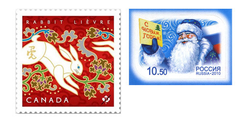 Canada 2011 and Russia 2010 - New Year Stamps