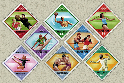 1972 Olympic Stamps issued by Hungary