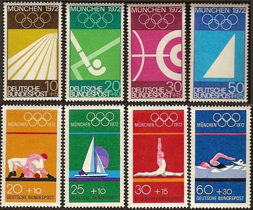 1972 Munich Summer Olympic Stamps