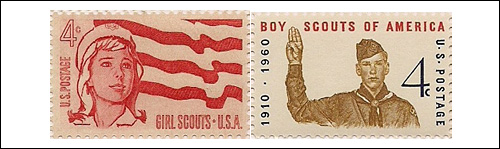 Girl Scout and Boy Scout U. S. A. Postage Stamps
