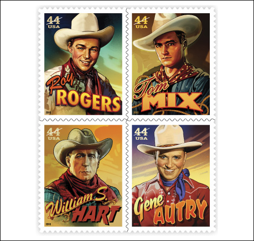Roy Rogers, Tom Mix, William S. Hart, Gene Autry Stamps