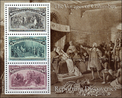 Christopher Columbus Commemorative Stamps, reporting discoveries.