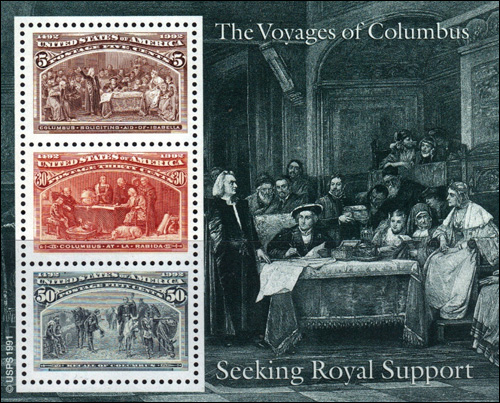 Christopher Columbus Commemorative Stamps, seeking royal support.