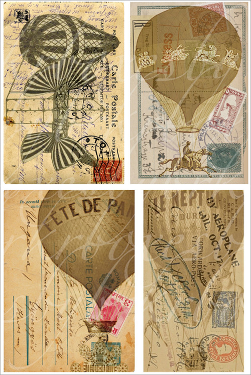 Hot Air Balloon Vintage Postcards from Etsy