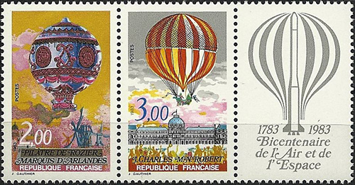 1983 French Stamps celebrate the Bicentennial of Air and Space Flight