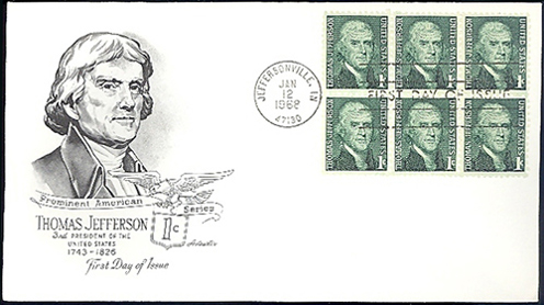 Thomas Jefferson First Day of Issue, USA, 1962