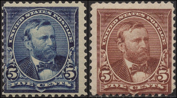 Ulysses S. Grant Stamps, USA, 5 cents, blue and brown