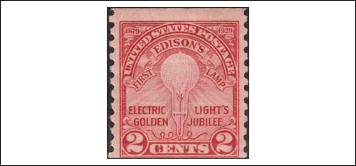 Thomas A. Edison Electric Light Golden Jubilee Stamp, U.S. Postage 2 cents