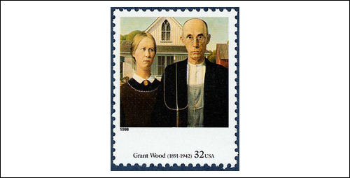 Grant Wood Stamp, U.S. Postage 32 cents