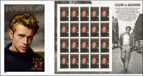 James Dean Stamp, USA 32 cents, Legends of Hollywood