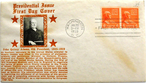 J. Q. Adams First Day Cover