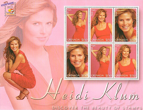 Heidi Klum stamp, Grenad $1.50