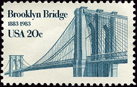 John A. Roebling, German-American civil engineerm, Brooklyn Bridge Stamp, USA 20 Cents