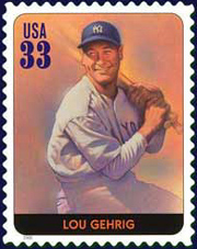 Lou Gehrig Stamp, USA 33 Cents