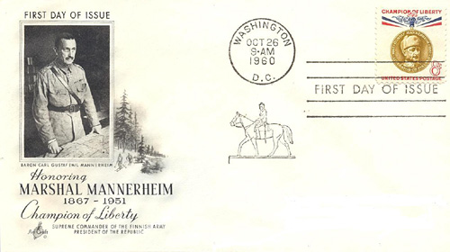Gustaf Mannerheim Stamp and Cover, 8 cent stamp