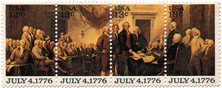 John Trumbull, US painter: Declaration of Indpendence Stamp, USA 13 cents