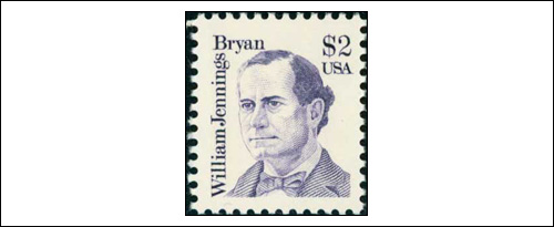 William Jennings Bryan Stamp, US 2 dollars
