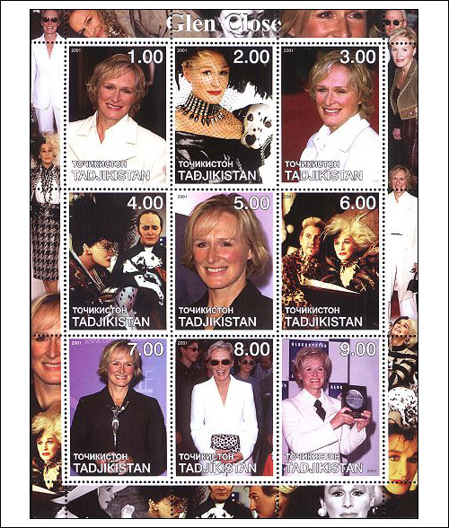 Glenn Close Stamp, Tadjikistan